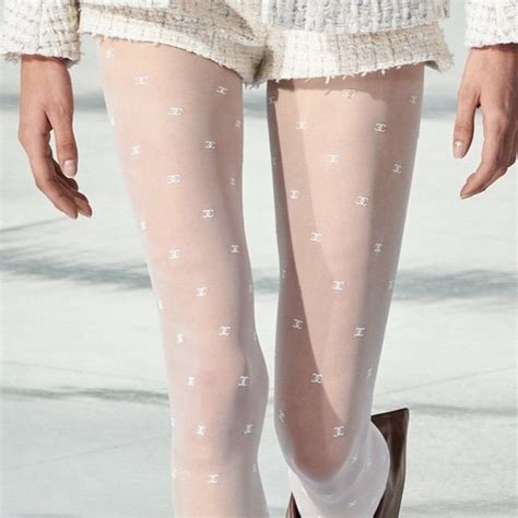 chanel logo tights white|Chanel tights price.